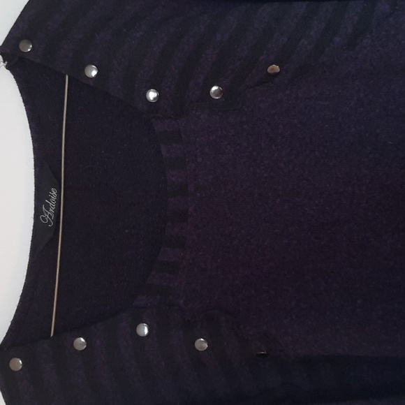 Ardoise Studded Front Purple Long Sleeve Women's Ruffled Hem, Top - Picture 6 of 7